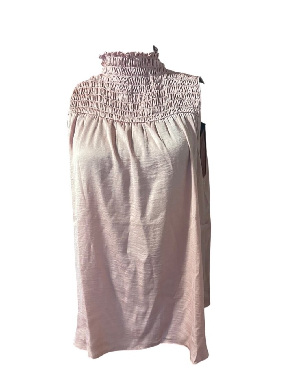 Lisa Rinna pink smocked bodice pull over top size L